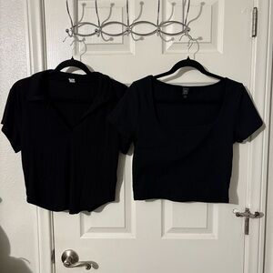 Bundle 2 Women’s Black Crop Tops Large Old Navy Target